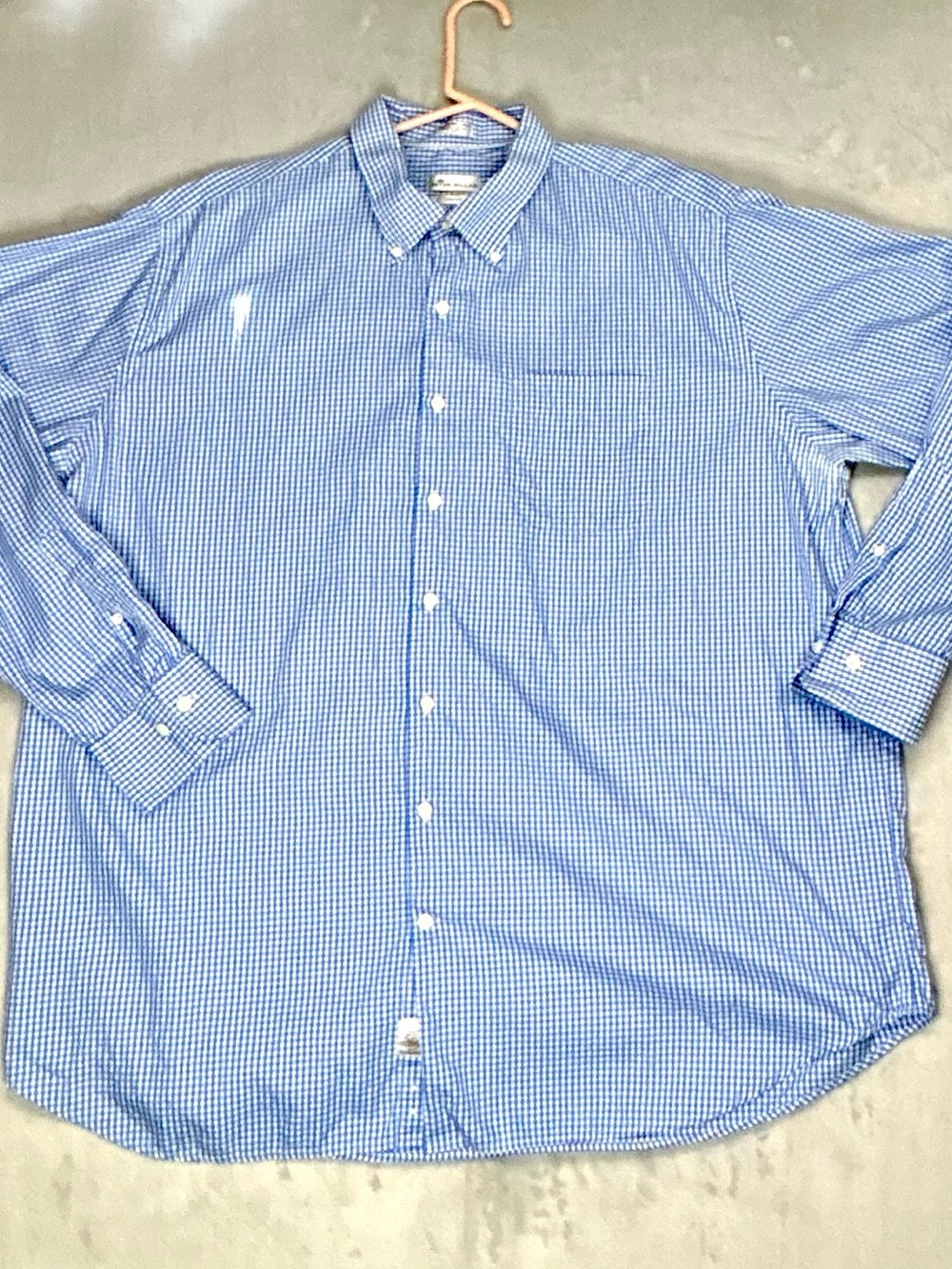 Peter Millar Crown Soft Mens Shirt XXL Blue White Gingham Cotton Silk Blend